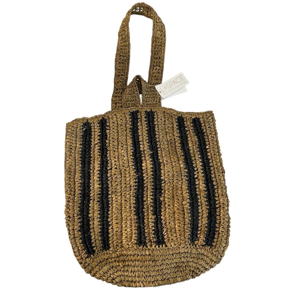 L*Space by Monica Wise Brown & Black Andressa Stripe Bag O/S NWT